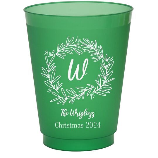 Initial Wreath Colored Shatterproof Cups